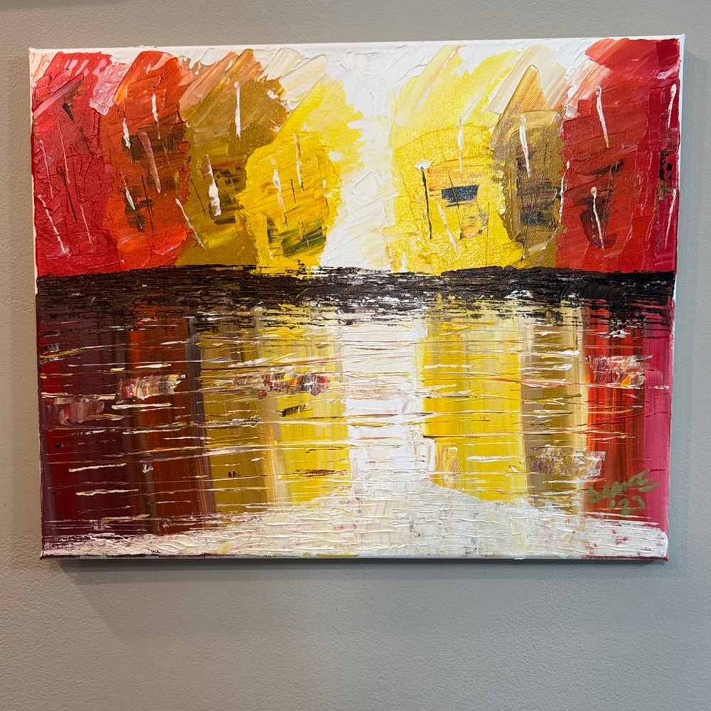 Vibrant Red and Yellow Abstract Canvas Art